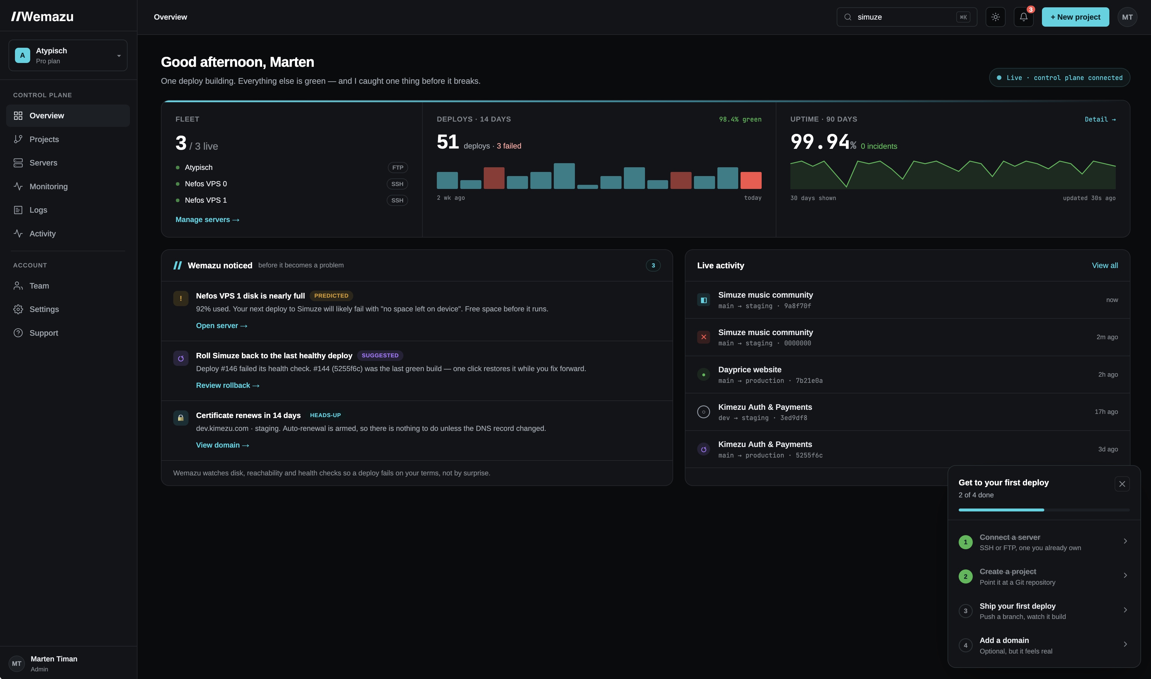 Wemazu  web dashboard