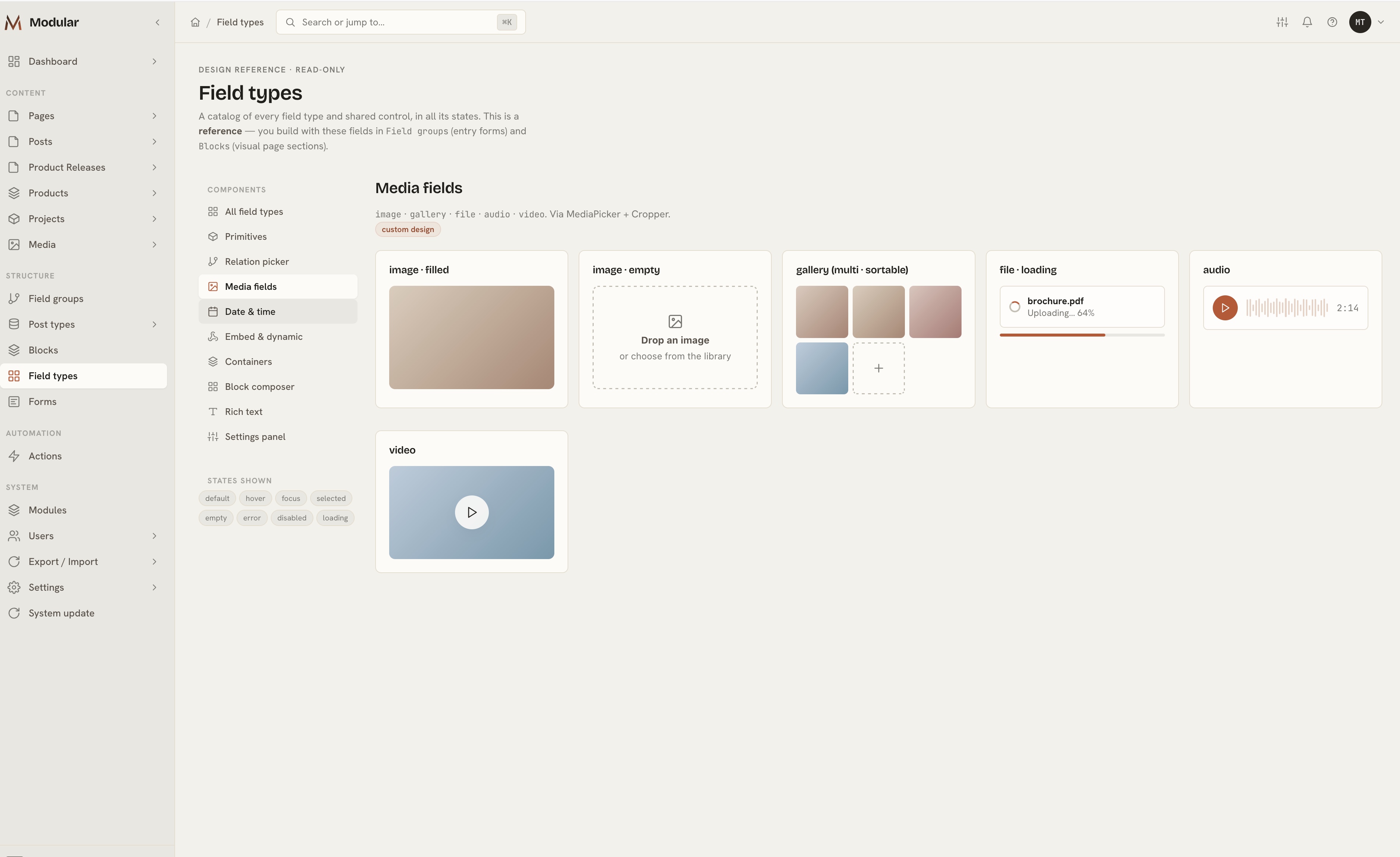 Modular CMS screen 5