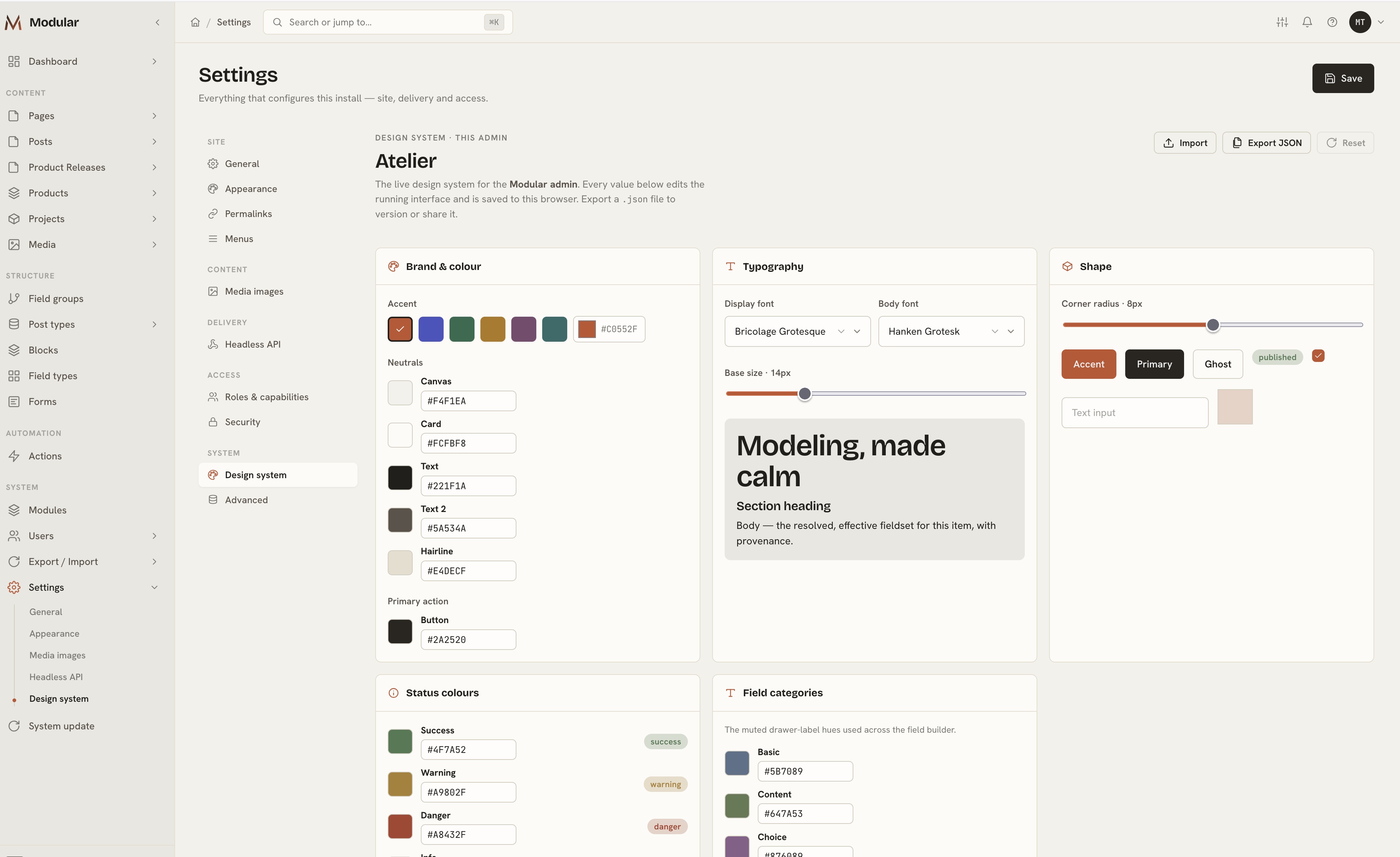 Modular CMS screen 8