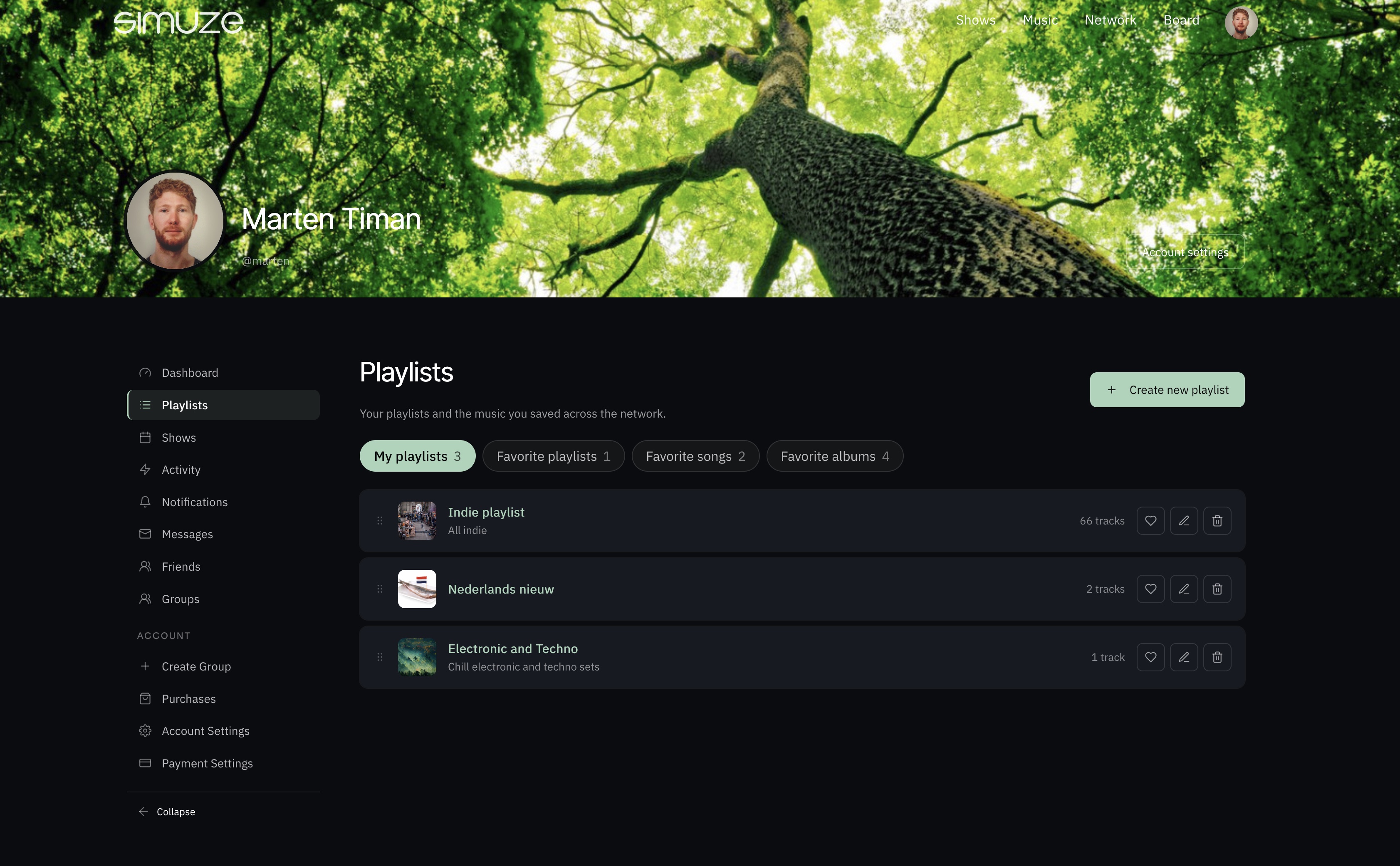 Dashboard · Playlists