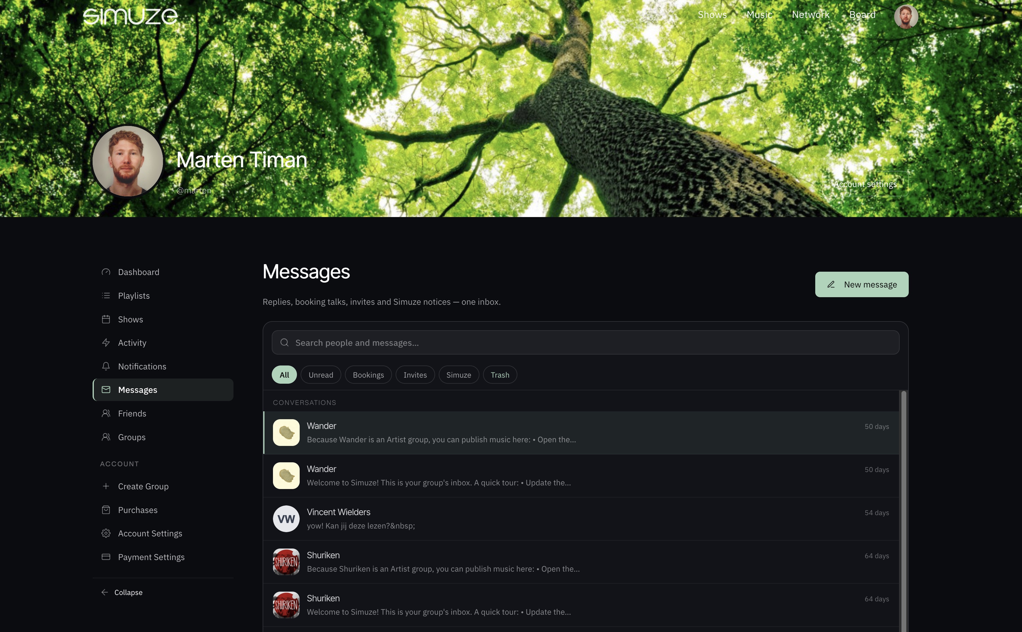 Dashboard · Messages