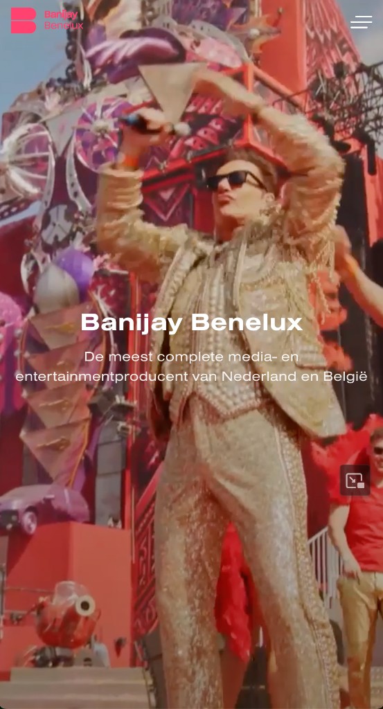 Banijay Benelux mobile homepage alt