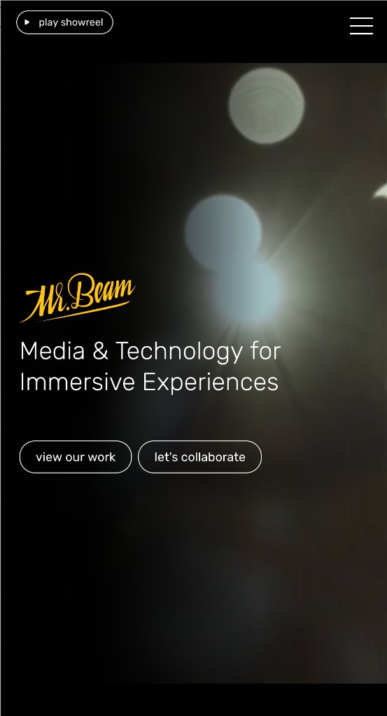 Mr. Beam mobile homepage